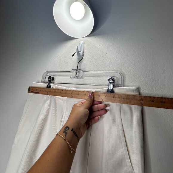 Ganni Cream Pleated Front Crease High Waist Corduroy Zip Trouser Pants 42 - Picture 8 of 10